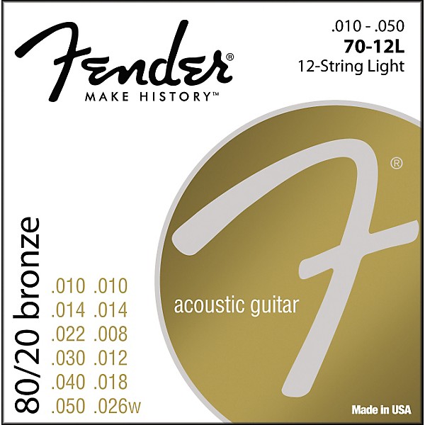 Fender 70-12L 80/20 Bronze 12-String Acoustic Strings - Light
