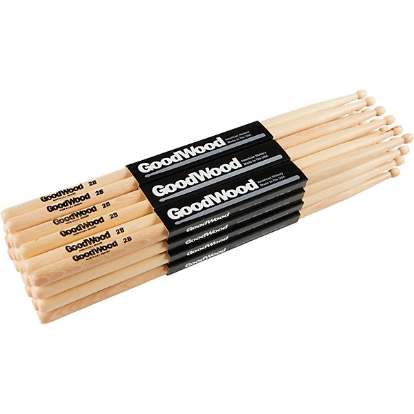 Goodwood Hickory Drum Sticks 12-Pack 2B Wood