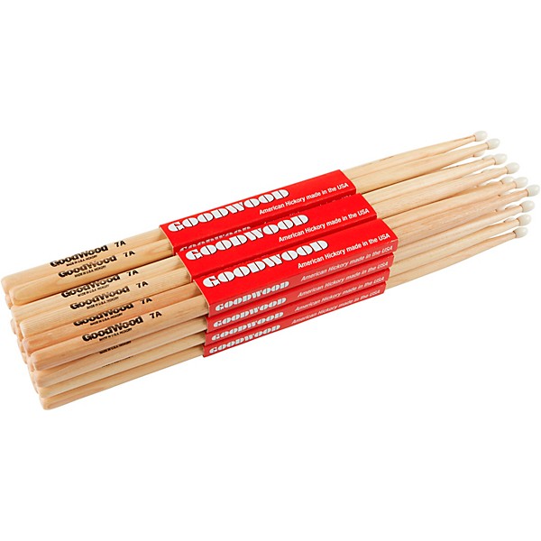 Goodwood Hickory Drum Sticks 12-Pack 7A Nylon