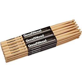 Goodwood Hickory Drum Sticks 12-Pack 5B Nylon Goodwood Hickory Drum Sticks 12-Pack Rock Wood