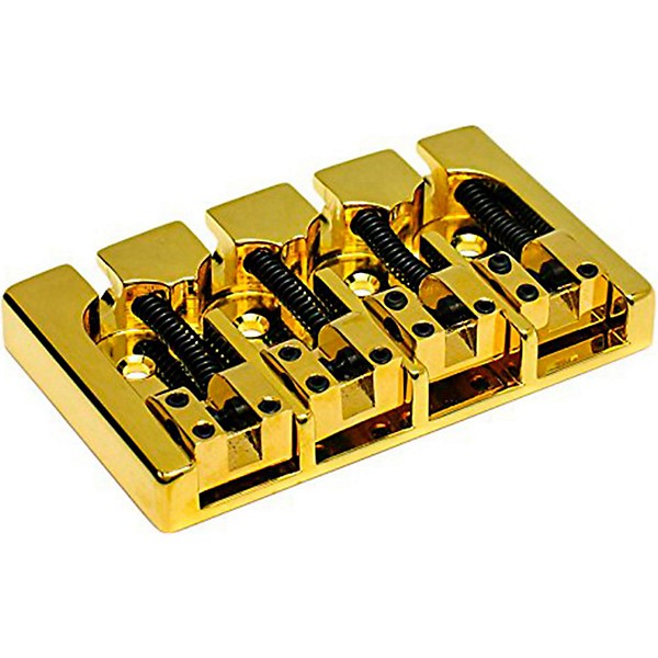 Hipshot Brass A-Style Bass Bridge Mount 2 - String-Through Gold