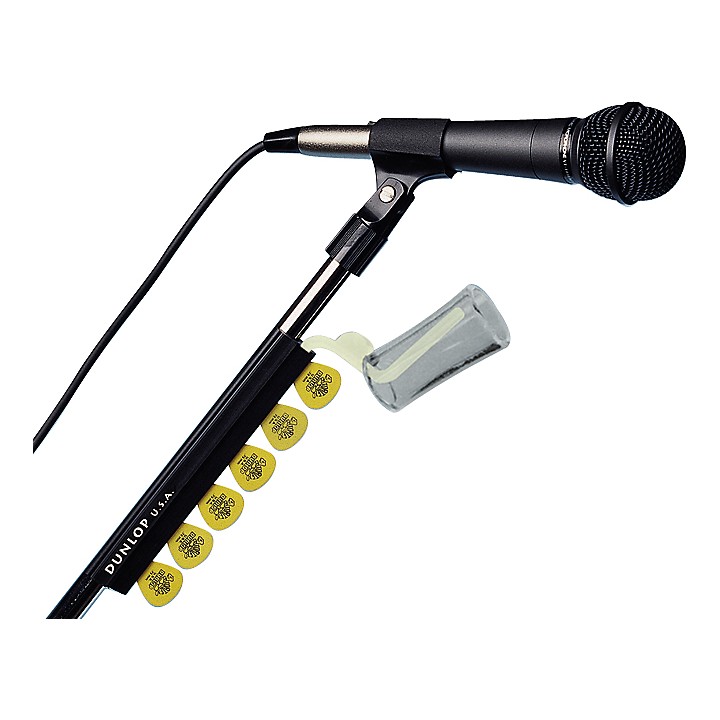 kesoto Rubber Microphone Stand Pick Holder Clip With 5pcs Guitar Finger Picks as described Pickholder with Celluloid Picks