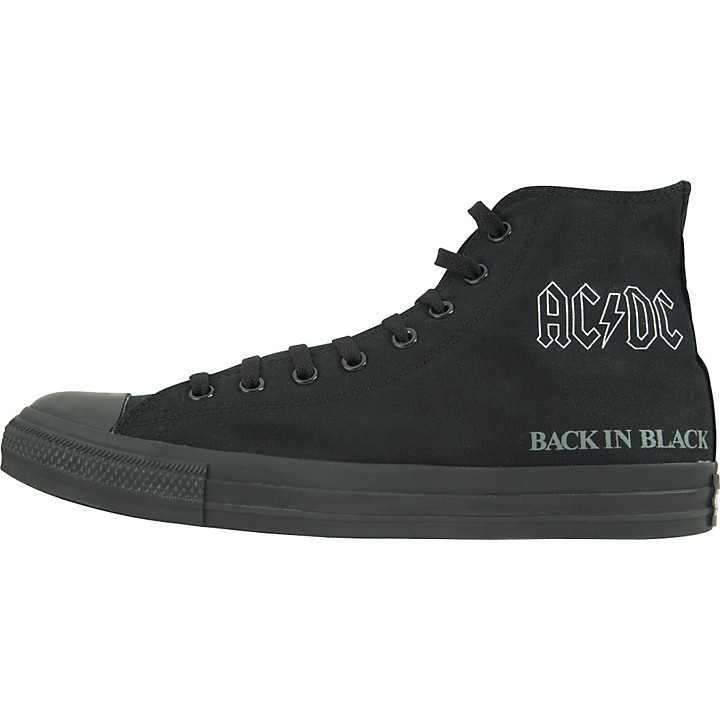 Open Box Converse Chuck Taylor All Star AC/DC In Black Hi-Top Sneakers 1 9 | Guitar Center