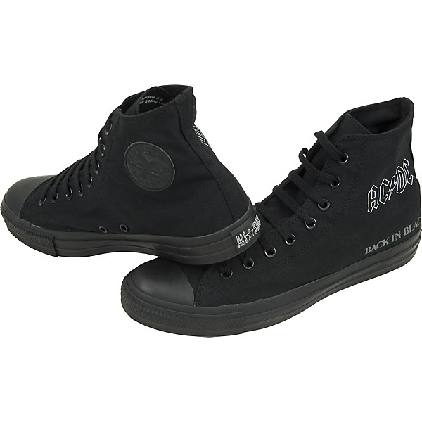 Open Box Converse Chuck Taylor All Star AC/DC Back In Black Hi-Top Sneakers Level 1 9