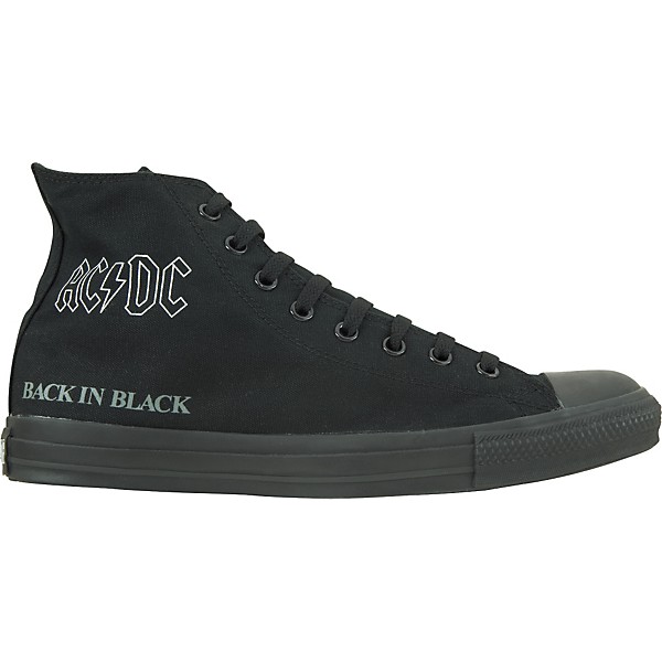 Open Box Converse Chuck Taylor All Star AC/DC Back In Black Hi-Top Sneakers Level 1 9