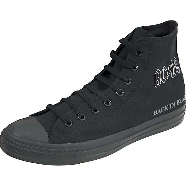 Open Box Converse Chuck Taylor All Star AC/DC Back In Black Hi-Top Sneakers Level 1 9