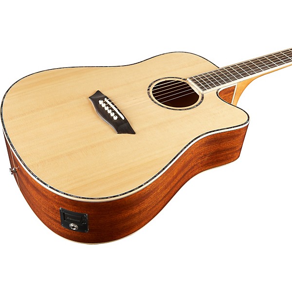 Washburn WD15SCE Solid Sitka Spruce Top Acoustic Cutaway Electric Dreadnought Mahogany Guitar with Fishman Preamp And Tune...