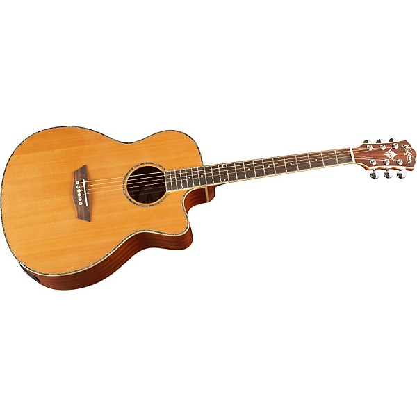 Washburn WG16SCE Solid Cedar Top Acoustic Cutaway Electric Grand Auditorium Mahogany Guitar with Fishman Preamp And Tuner ...