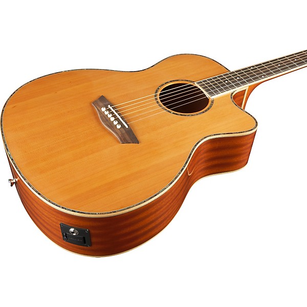 Washburn WG16SCE Solid Cedar Top Acoustic Cutaway Electric Grand Auditorium Mahogany Guitar with Fishman Preamp And Tuner ...