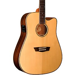 Restock Washburn WD25SCE Solid Sitka Spruce Top Acoustic Cutaway Electric Dreadnought Rosewood Guitar with Fishman Preamp And Tuner Natural