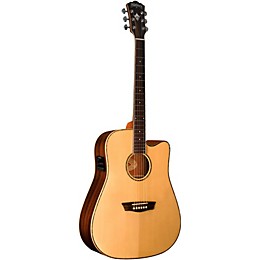 Restock Washburn WD25SCE Solid Sitka Spruce Top Acoustic Cutaway Electric Dreadnought Rosewood Guitar with Fishman Preamp And Tuner Natural