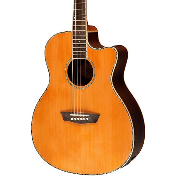 Washburn WG26SCE Solid Cedar Top Acoustic Cutaway Electric Grand Auditorium Rosewood Guitar with Fishman Preamp And Tuner ...