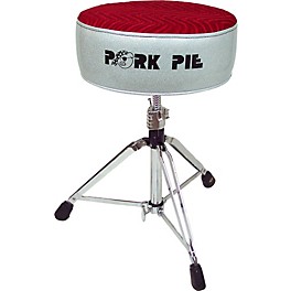 Pork Pie Round Drum Throne Solid Black Pork Pie Round Drum Throne Silver Sparkle with Red Swirl Top