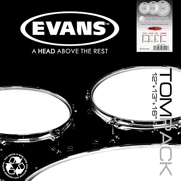 Evans EC2 Coated 12/13/16 Standard Drum Head Pack