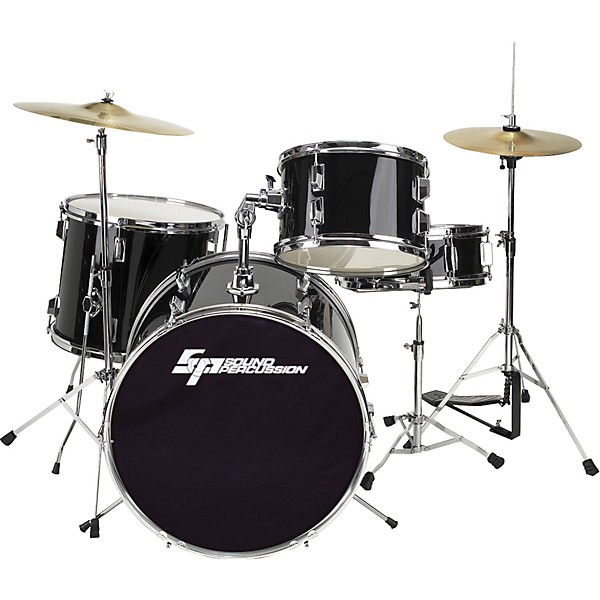 Sound Percussion Labs 4-Piece Drum Set with Hardware and Cymbal Black