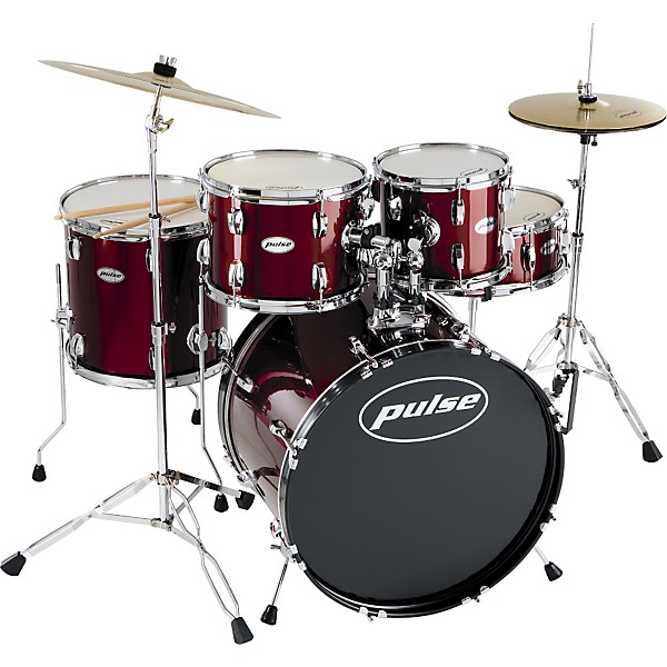 Pulse 5-Piece 22/10/12/14 Drum Set with Hardware Wine Red