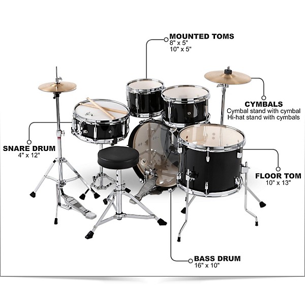 Open Box Ludwig Junior Outfit Drum Set Level 1 Black