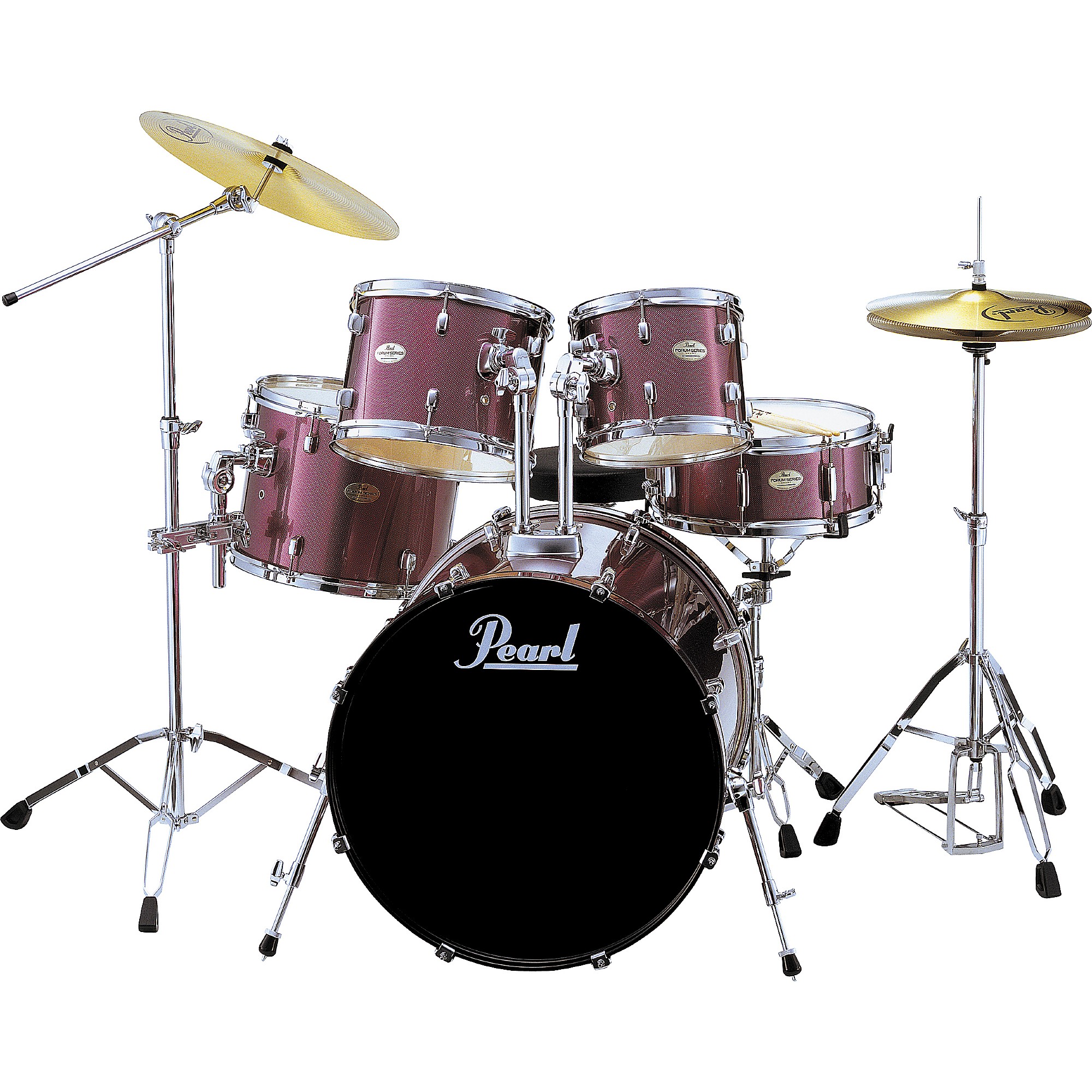 Pearl Forum 5-Piece Fusion Drum Set with Hardware Red Carbon