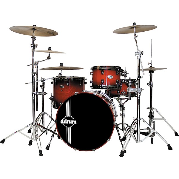Open Box ddrum AMX Ash/Maple Hybrid 4-Piece Drum Shell Pack with 24" kick Level 1 Red Burst