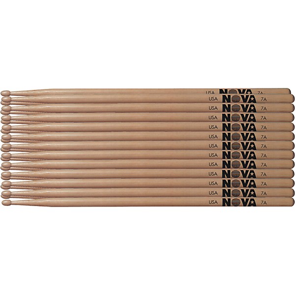 Nova 12-Pair Hickory Drumsticks Wood 7A