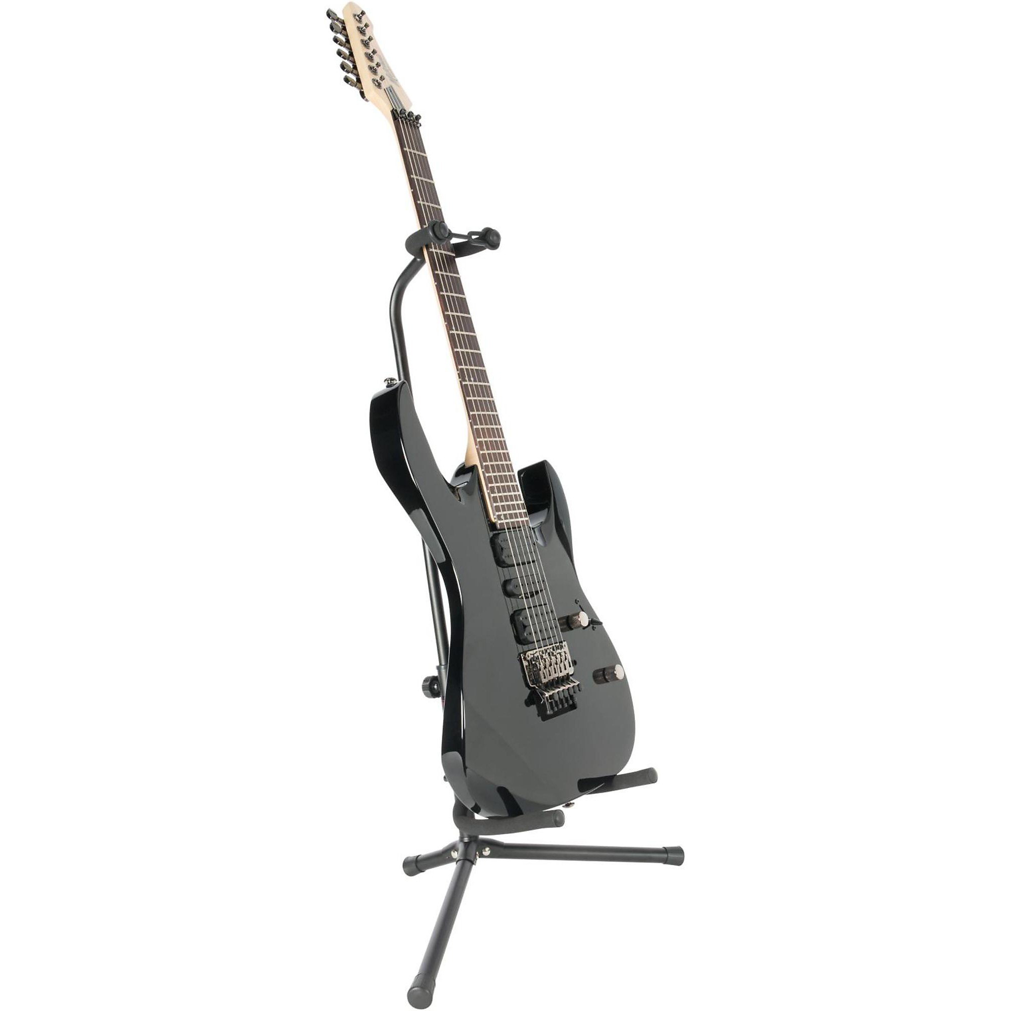   Basics Adjustable Guitar Folding A-Shape Frame Stand for  Acoustic and Electric Guitars with Non-Slip Rubber and Soft Foam Arms,  Fully Assembled, Black : Musical Instruments