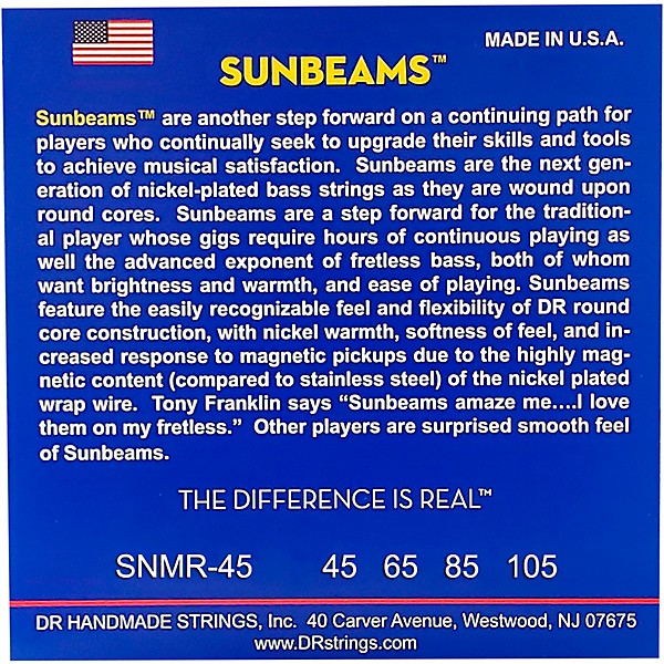 DR Strings Sunbeams SNMR-45 Medium Short Scale 4 String Bass Strings