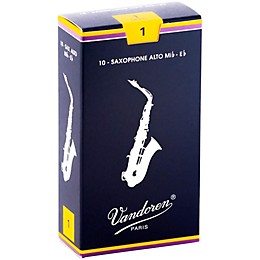 Vandoren SR21 Traditional Alto Saxophone Reeds Strength 1 Box of 10