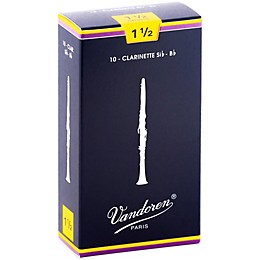 Vandoren Traditional Bb Clarinet Reeds Strength 1.5 Box of 10