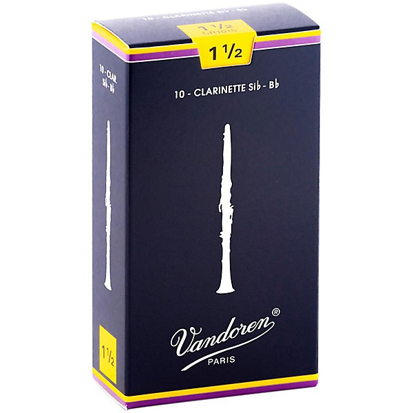 Vandoren Traditional Bb Clarinet Reeds Strength 1.5 Box of 10