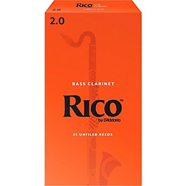 Rico Bass Clarinet Reeds, Box of 25 Strength 3.5 Rico Bass Clarinet Reeds, Box of 25 Strength 2