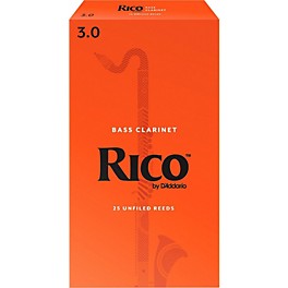 Rico Bass Clarinet Reeds, Box of 25 Strength 3.5 Rico Bass Clarinet Reeds, Box of 25 Strength 3