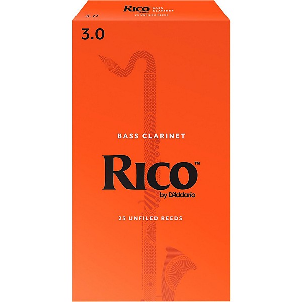 Rico Bass Clarinet Reeds, Box of 25 Strength 3