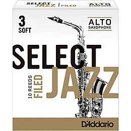 D'Addario Woodwinds Select Jazz Filed Alto Saxophone Reeds Strength 3 Soft Box of 10