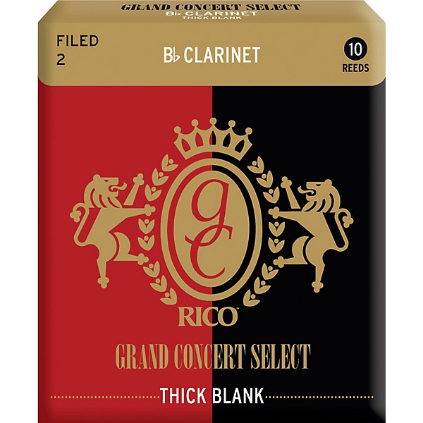 Rico Grand Concert Select Thick Blank Bb Clarinet Reeds Strength 2 Box of 10