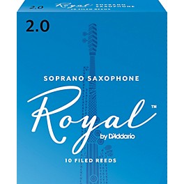 Rico Royal Soprano Saxophone Reeds, Box of 10 Strength 1.5 Rico Royal Soprano Saxophone Reeds, Box of 10 Strength 2