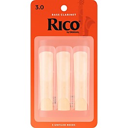 Rico Bass Clarinet Reeds, Box of 3 Strength 3 Rico Bass Clarinet Reeds, Box of 3 Strength 3