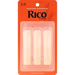 Rico Baritone Saxophone Reeds, Box of 3 Strength 2 Box of 3 Rico Baritone Saxophone Reeds, Box of 3 Strength 2 Box of 3