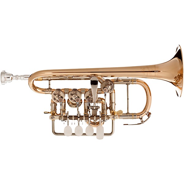 Scherzer Meister Johannes Rotary Valve Piccolo Trumpet Lacquer Gold Brass Bell