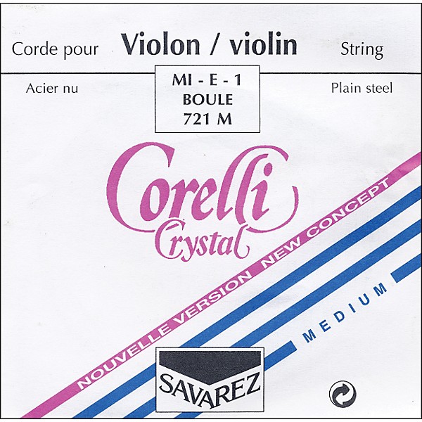 Corelli Crystal Violin Strings Set, Loop E Medium 4/4 Size