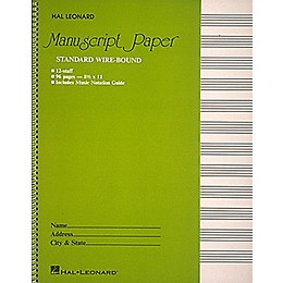 Hal Leonard Manuscript Paper 96 Page Wirebound 12 Staves