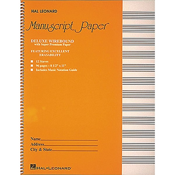 Hal Leonard Manuscript Paper 96 Page 12 Staves 8 1/2