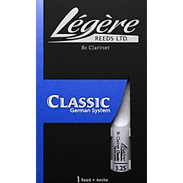 Legere Reeds German Cut Bb Clarinet Reed Strength 3.25