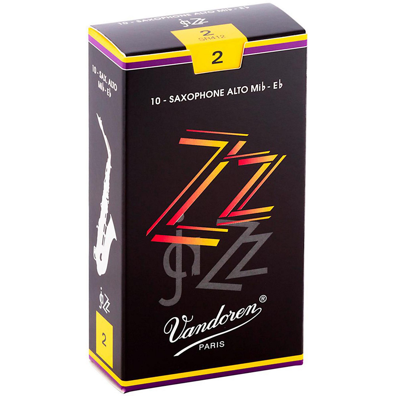 Vandoren ZZ Alto Saxophone Reeds Strength - 2, Box of 10