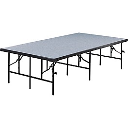 M... Midwest Folding Products 4' Deep X 8' Wide Single Height Portable Stage & Seated Riser 24 Inches High Pewter Gray Carpet