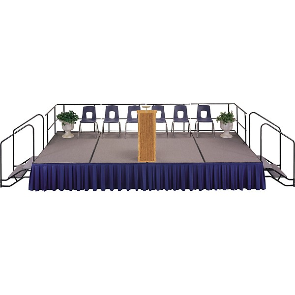 Midwest Folding Products 4' Deep X 8' Wide Single Height Portable Stage & Seated Riser 24 Inches High Pewter Gray Carpet