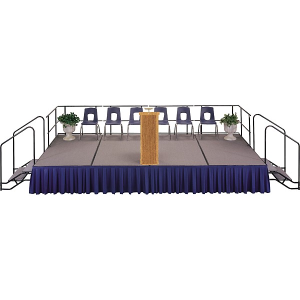 Midwest Folding Products 4' Deep X 8' Wide Single Height Portable Stage & Seated Riser 24 Inches High Gray Polypropylene