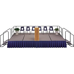 Midwest Folding Products 4' Deep X 8' Wide Single Height Portable Stage & Seated Riser 32 Inches High Pewter Gray Carpet