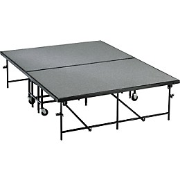 Midwest Folding Products 6' Deep X 8' Wide  Mobile Stage 16 Inch High Pewter Gray Carpeted Deck