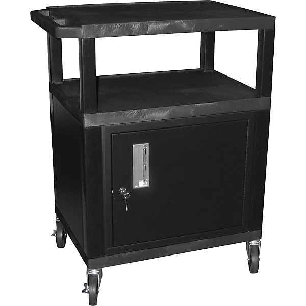 H. Wilson Tuffy Plastic 34" 3 Shelf Cart/Cabinet 34 Black
