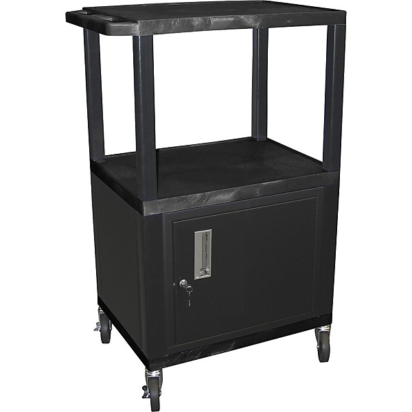 H. Wilson Tuffy Plastic 42" 3-Shelf Cart/Cabinet 42 Black